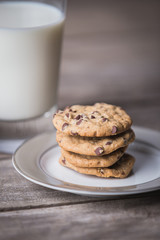 Chocolate chip cookies and milk