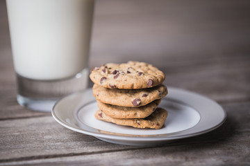 Chocolate chip cookies and milk