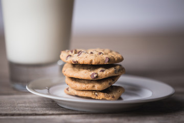 Chocolate chip cookies and milk