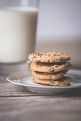 Chocolate chip cookies and milk