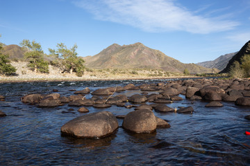 Landscapes of Mongolia, Hovd river big stones