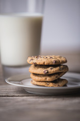 Chocolate chip cookies and milk
