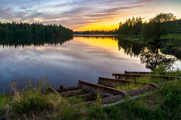 sunset on lake