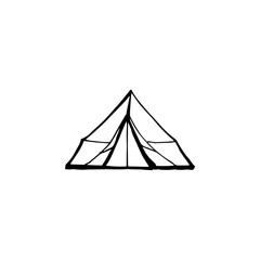 Camping tent. Hand drawing sketch vector illustration isolated on white background