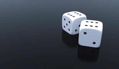 Pair of dice with winning combination of six numbers 3d render