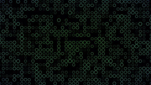 Abstract grid background of heptagon shapes that fade in and out in randomly - fades from green to yellow