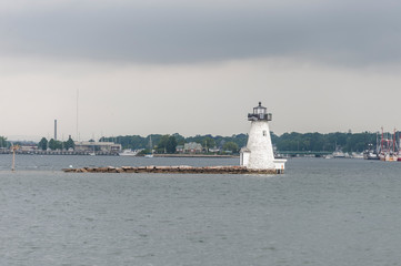 Lighthouse in New Bedford inner harbor