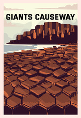 Poster Giants Causeway landscape. Giants-Causeway vector illustration. - obrazy, fototapety, plakaty