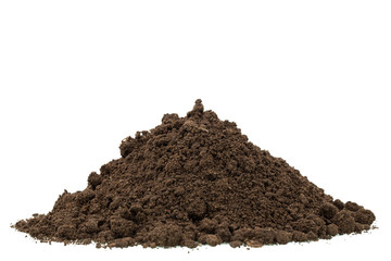 Heap of soil isolated on white background