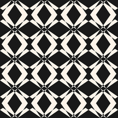 Vector monochrome seamless pattern in Asian style. Abstract geometric ornament texture with cross lines, rhombuses, lattice, grid. Elegant black and white background. Ornamental geometrical design