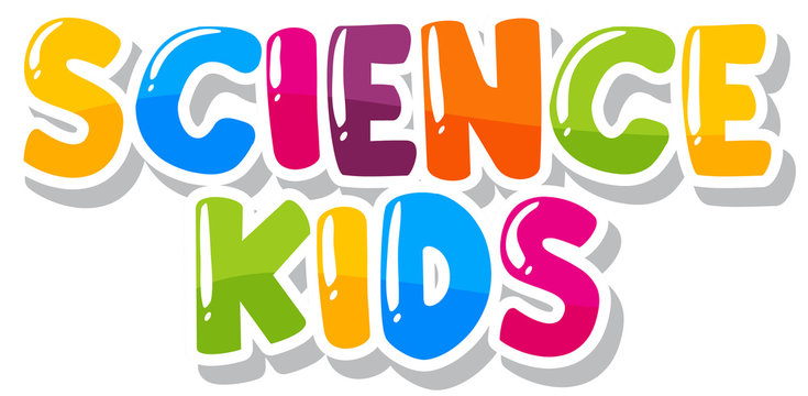 Font design for word science kids on white background