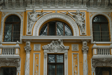 beautiful sculptures of a bas-relief of the 19th century in the city of Odessa in Ukraine