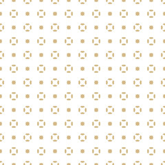 Vector golden seamless pattern with small stars, diamond shapes, floral silhouettes. Abstract minimal white and gold geometric texture. Simple minimalist repeat background. Subtle repeatable design