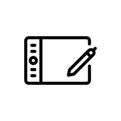 Graphic Tablet Vector Icon Line Illustration