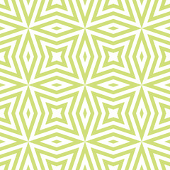 Vector geometric seamless texture with lines, diamonds, stars, rhombuses, grid, net. Modern abstract linear pattern in green color. Stylish graphic background. Repeatable ornament. Fresh spring design