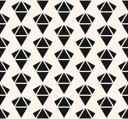 Diamonds seamless pattern. Vector monochrome geometric texture with small triangles, rhombuses. Elegant minimal black and white abstract background. Simple repeat design for decor, prints, textile