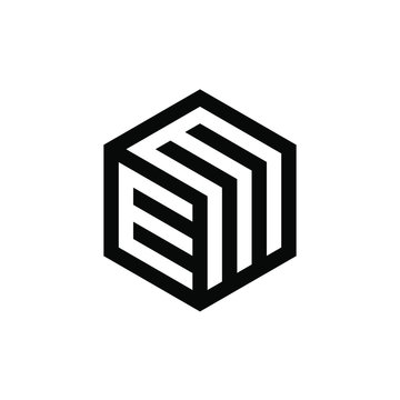 EM letter with hexagon logo design vector