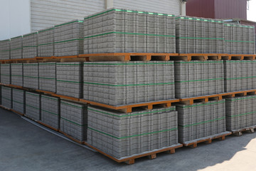 paving stone factory stock photo