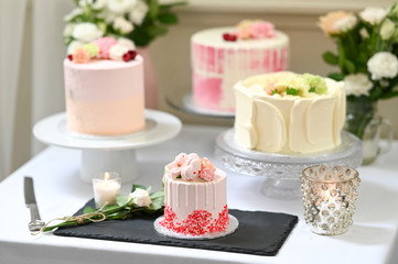 Shot of wedding & birthday cake and decoration