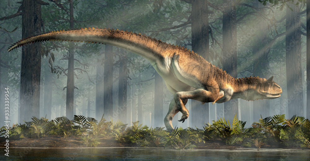 Aufkleber carnotaurus was a carnivorous theropod dinosaur with horns on its head that lived in cretaceous era 