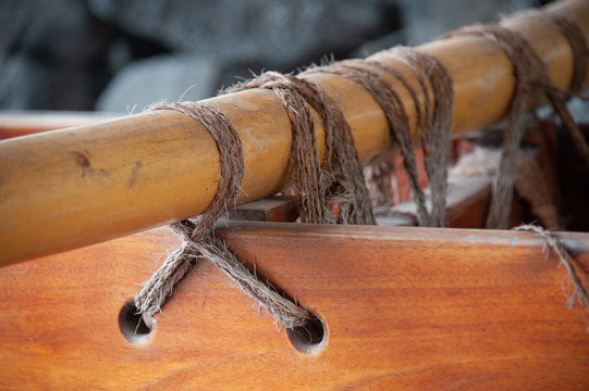 Ropework on Hawaiian canoe