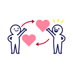 好意の返報性　心理学　シンプル　デフォルメ　人物