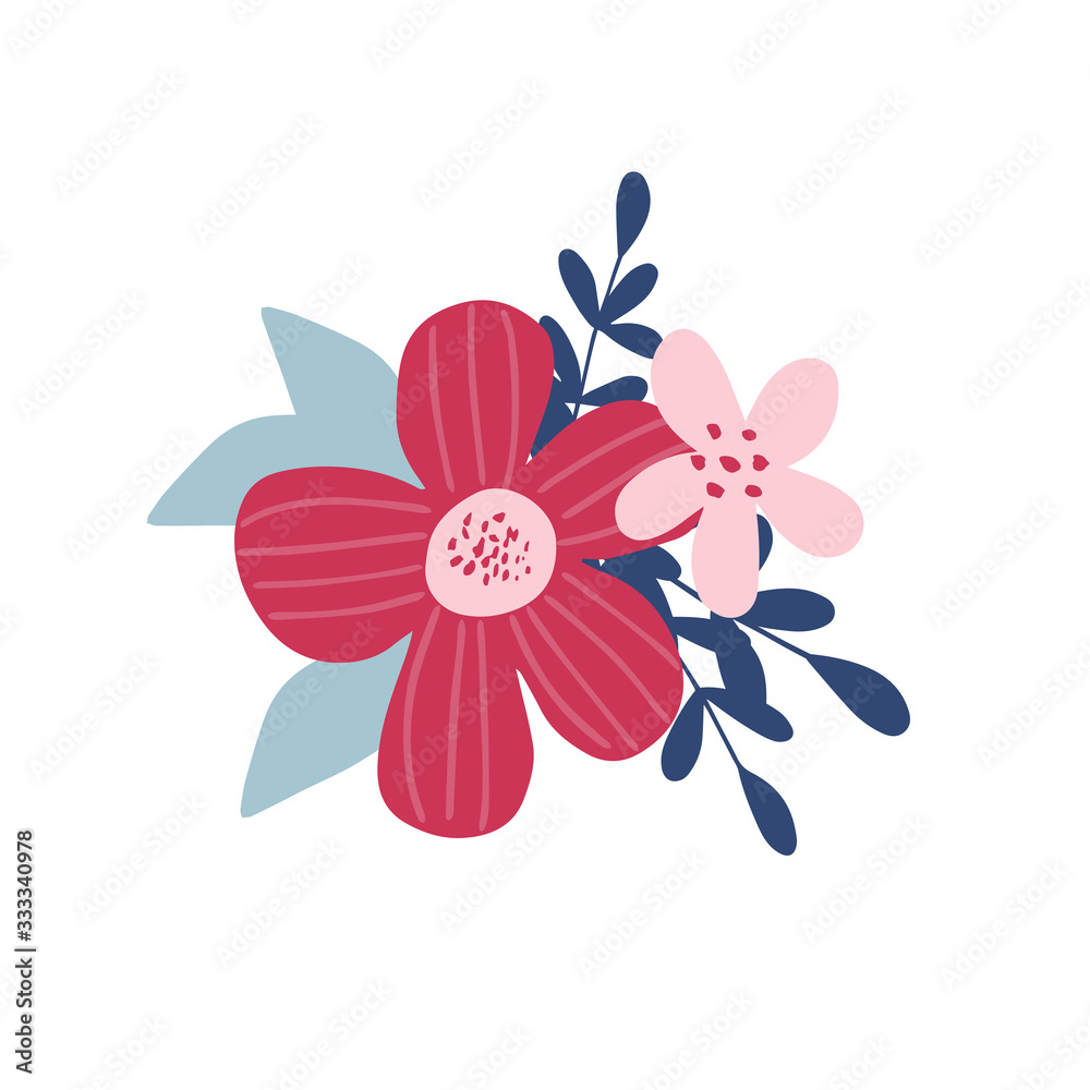 Wall mural Colorful bouquet of flowers. Flat vector illustration. Mother's Day greeting card.