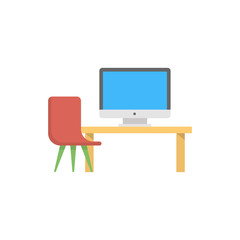 Office Desk Vector Filled colour Icon Illustration