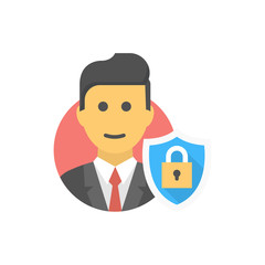Secure User Vector Filled colour Icon Illustration