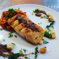 grilled chicken with vegetables on white plate