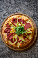 pizza on textille background