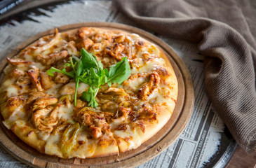 pizza on textille background