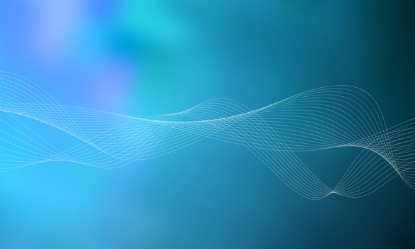 Abstract wave element for design. Digital frequency track equalizer. Stylized line art background. Colorful shiny wave with lines created using blend tool. Curved wavy line, smooth stripe Vector