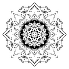 Circle flower of mandala with vintage floral style, Vector mandala Oriental pattern, Hand drawn decorative element. Unique design with petal flower. Concept relax and meditation use for page logo book