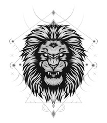 Angry lion king head logo