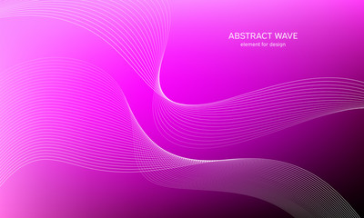 Abstract wave element for design. Digital frequency track equalizer. Stylized line art background. Colorful shiny wave with lines created using blend tool. Curved wavy line, smooth stripe Vector