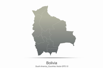 bolivia map. south america map. south american countries map. latin america vector.