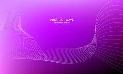 Abstract wave element for design. Digital frequency track equalizer. Stylized line art background. Colorful shiny wave with lines created using blend tool. Curved wavy line, smooth stripe Vector