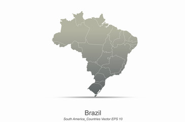 brazil map. south america map. south american countries map. latin america vector.