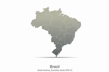 Obraz premium brazil map. south america map. south american countries map. latin america vector.
