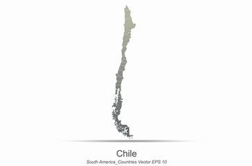 chile map. south america map. south american countries map. latin america vector.