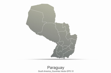 paraguay map. south america map. south american countries map. latin america vector.