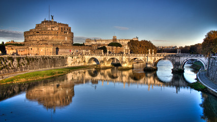Ponte Sant’Angelo bridge over tiber river in central Rome