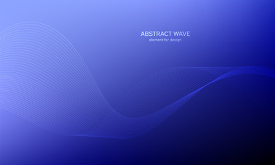Abstract wave element for design. Digital frequency track equalizer. Stylized line art background. Colorful shiny wave with lines created using blend tool. Curved wavy line, smooth stripe Vector