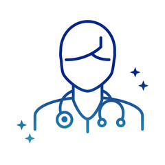 online health, doctor with stethoscope character covid 19 pandemic gradient line icon