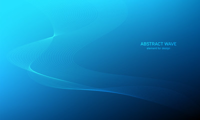 Abstract wave element for design. Digital frequency track equalizer. Stylized line art background. Colorful shiny wave with lines created using blend tool. Curved wavy line, smooth stripe Vector