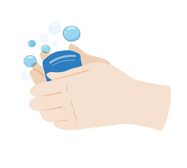 illustration of handwashing with soap, cleaning personal hygiene, protection against coronavirus, covid 19