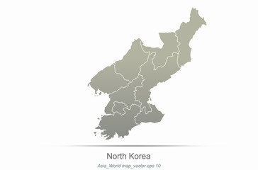north korea map. asia countries map. map of asian country.