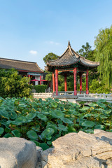 Ancient architectural landscape of Daming Lake Park in Jinan..