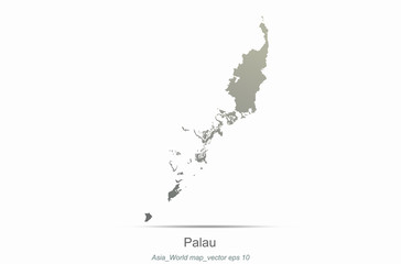 palau map. asia countries map. map of asian country.